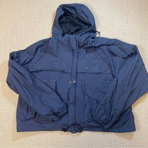 Columbia Sportswear PFG Jacket Mens L Navy PVC Hooded Outdoor Full Zip